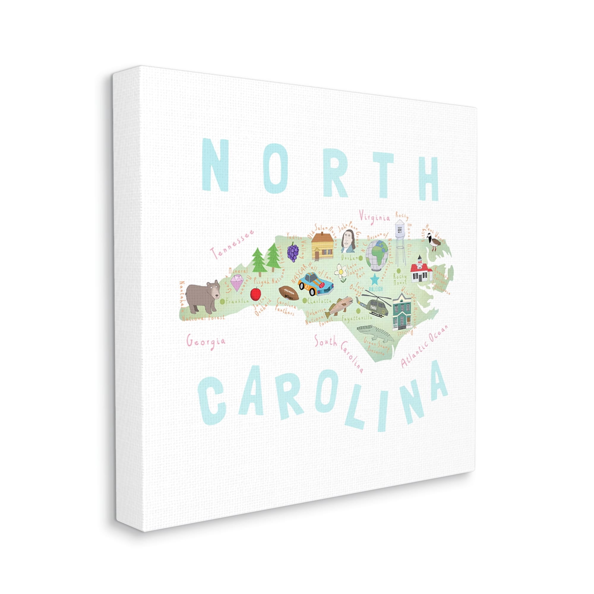 Stupell Industries North Carolina Tourist Diagram Travel & Places Painting Gallery Wrapped Canvas Print Wall Art