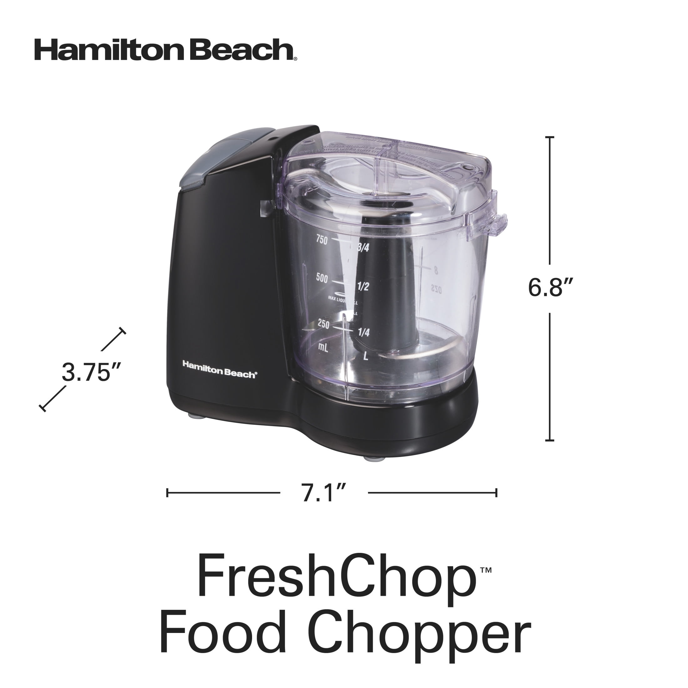 Hamilton Beach Fresh Chop, Food Chopper and Mini Food Processor, 3-Cup, Black