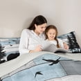 thumbnail image 4 of Manfei Country Farmhouse Lodge Twin Comforter Sets,Woodland Bird Bedding Set,Dark Gray,Light Gray Reversible,2-Piece,1 Comforter and 1 Pillowcase, 4 of 7