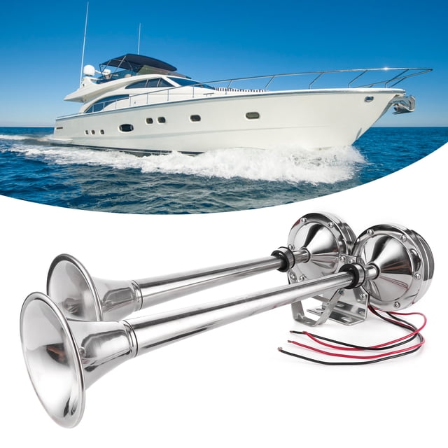 Trompeta Doble Barco De Bocina Doble De Acero Inoxidable Resistente Y Duradero A Prueba De Herrumbre Para Navegación En Barco De