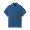 thumbnail image 4 of Josdec Men's Solid Color Short Sleeve Polo Shirt, Breathable Striped Trim Collar Casual Business Summer Top M-XXXXL, 4 of 7