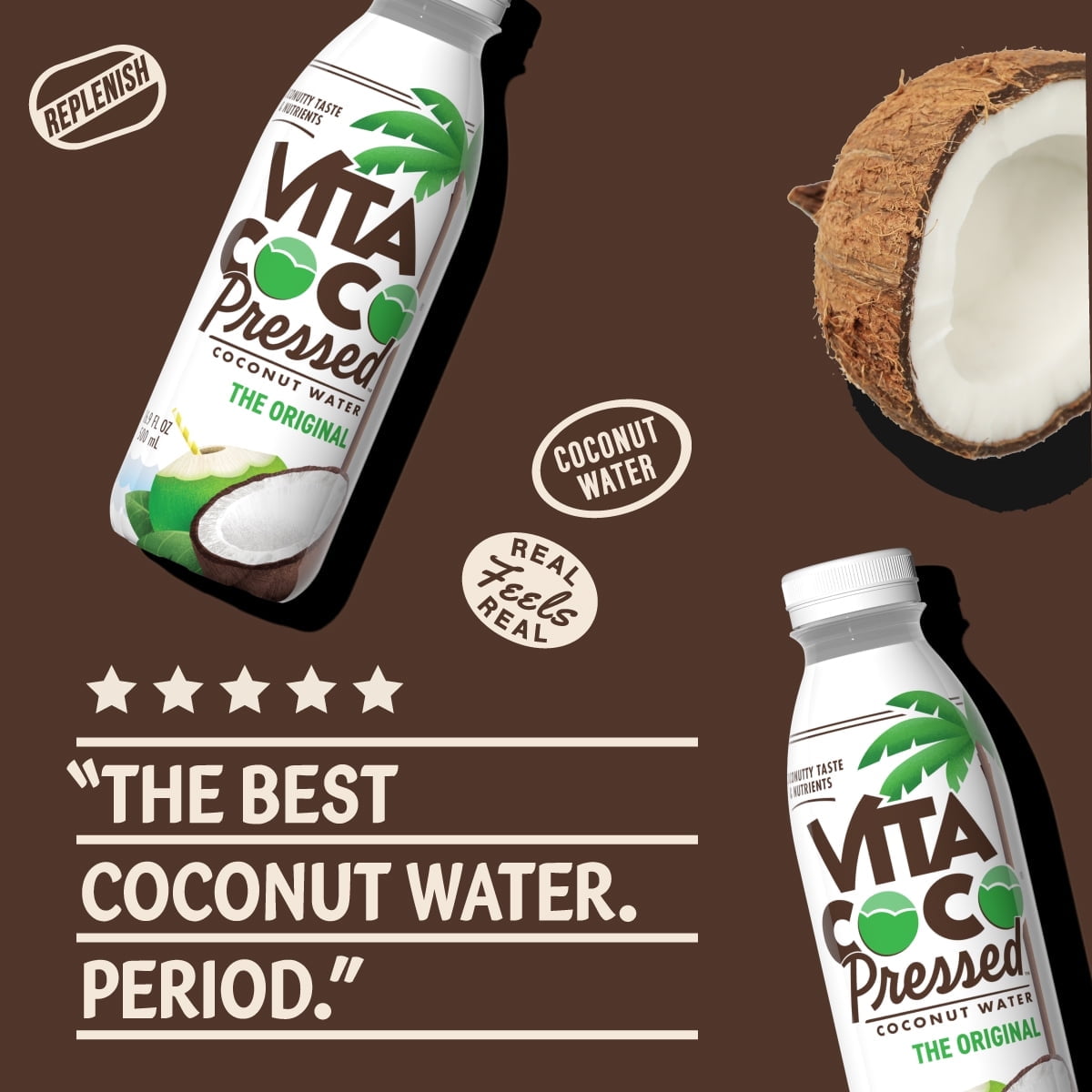 (6 pack) Vita Coco Pressed Coconut Water, Nutrient & Electrolyte Rich, Original, 16.9 fl oz
