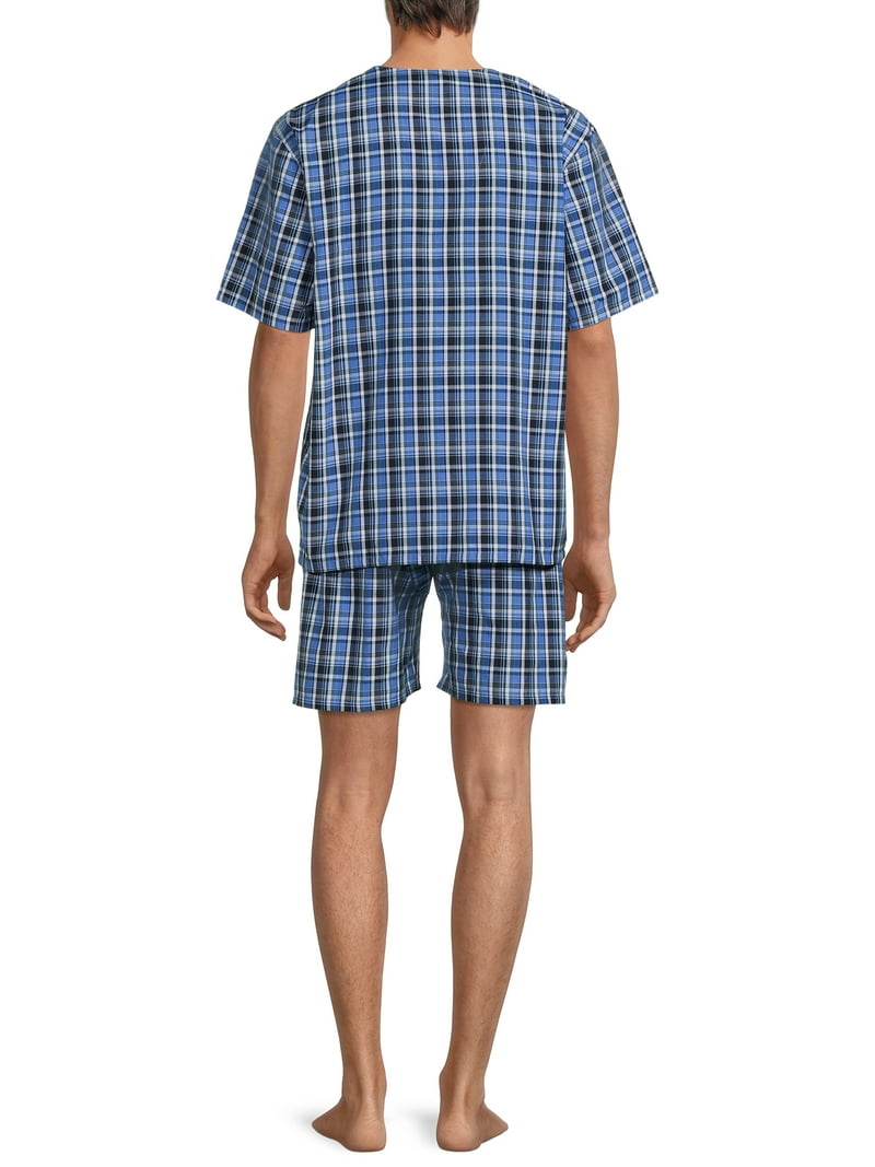 Hanes Men's Short Sleeve Pajama Set - Cotton Blend Sleepwear With Comfort Flex Fit