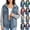 Gray, variant on Hvogkswy Hooded Denim Jacket for Women Long Sleeve Button Down Jean Jacket with Multi-Pocket Fall/Winter Casual Warm Denim Jacket