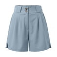 thumbnail image 4 of SNKSDGM Women's Plus Plus Size Summer Pants for Women Women Linen Pants Womens Shorts Trendy Summer Dressy Elastic High Waisted Side Slit Business Casual Suit Work Shorts with Pockets, 4 of 5