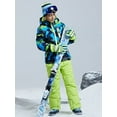 thumbnail image 3 of YEEFINE Boy's Snow Jacket Pants Suits, Winter Hooded Insulated Ski Suit Windproof Waterproof Outdoor Green US10, 3 of 6