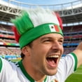 thumbnail image 1 of Sombrero mexicano con diadema peluda, diadema peluda verde, tocado para el cabello, disfraces mexicanos para mujeres, hombres, fiestas deportivas, gorra de fibra de poliéster, 1 of 6
