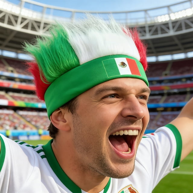 Sombrero mexicano con diadema peluda, diadema peluda verde, tocado para el cabello, disfraces mexicanos para mujeres, hombres, fiestas deportivas, gorra de fibra de poliéster