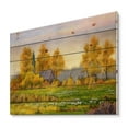 thumbnail image 2 of Designart 'Orange Fields With Haystacks II' Lake House Print on Natural Pine Wood, 2 of 5