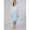 thumbnail image 2 of DARING DIVA Women's Knee Length Skirt Button Decor Slit Pencil Skirts L Sky Blue, 2 of 7