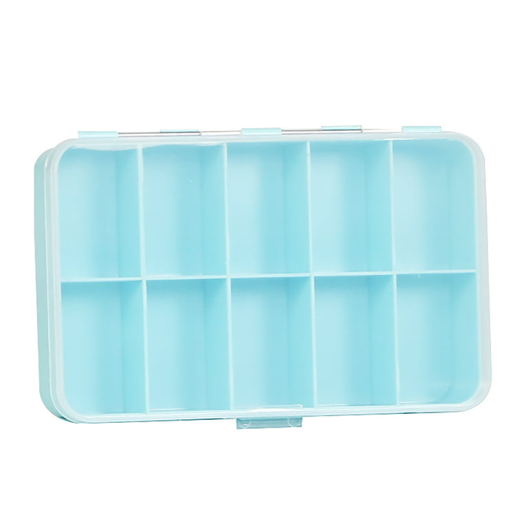 Everything Mary 10 Compartment Plastic Bead Storage Box, Teal (Single) 