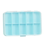 (2 pack) Everything Mary 10 Compartment Plastic Bead Storage Box, Teal (Single)