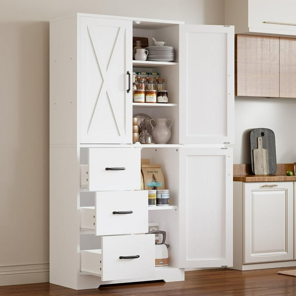 ndustrial Bookshelves and Bookcases, Bookcase with 3 Doors & Drawers, 67.5 inch Tall Bookshelf, 5 Tier Storage Cabinet with Adjustable Shelves for Office, Living Room