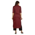 thumbnail image 5 of Moomaya Solid Rayon Kurta For Women bell Sleeve Drawstring Neck Long Ethnic Kurti, 5 of 7