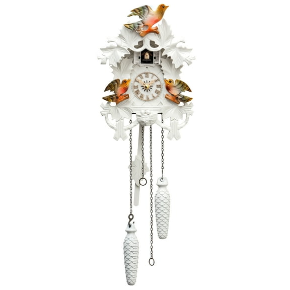 Quartz Cuckoo Clock 8 leaves, 3 birds, nest