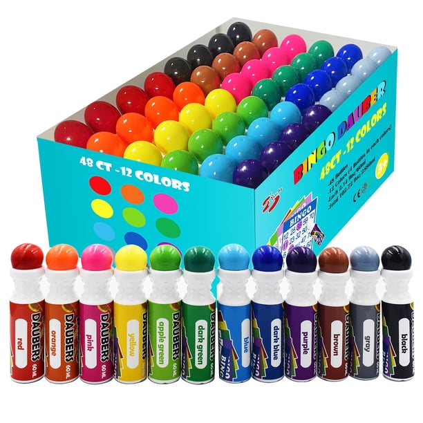 Juego de marcadores de puntos Bingo Daubers Yuanhe, paquete de 48, 12 colores, 60 ml