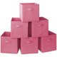 thumbnail image 1 of Juego de 6 cubos de tela Casafield, rosa intenso - Cestas plegables de tela de 33 cm para estantes y organizadores de cubículos, 1 of 7