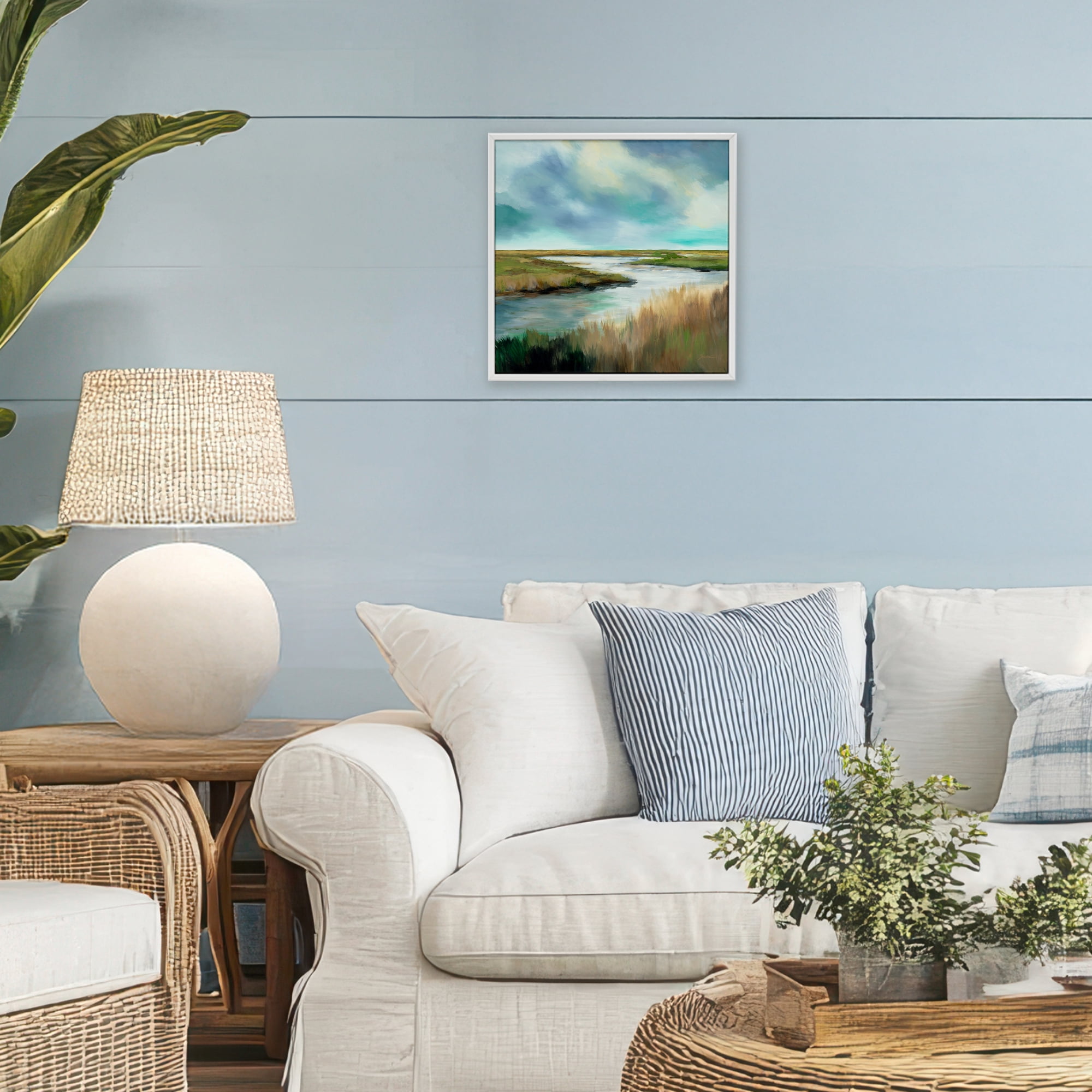 Stupell Industries Tranquil Meadow and Wetlands White Framed Giclee Art, design by Liz Jardine