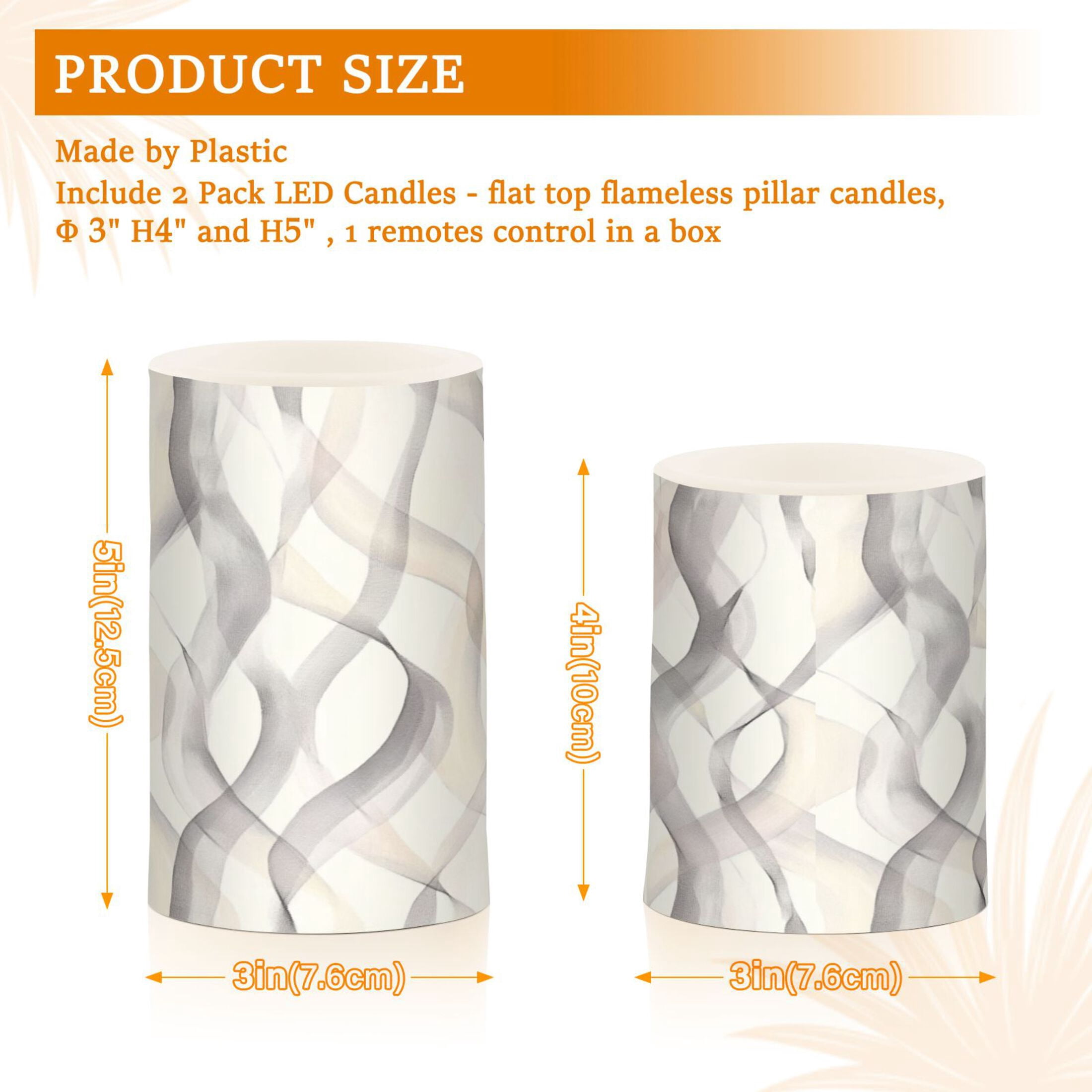 2 PCS Flameless Candles with Remote Timer LED Battery Operated Flickering Candle Light for Wedding Table Home Decoration Gifts Pastel Thin Lines