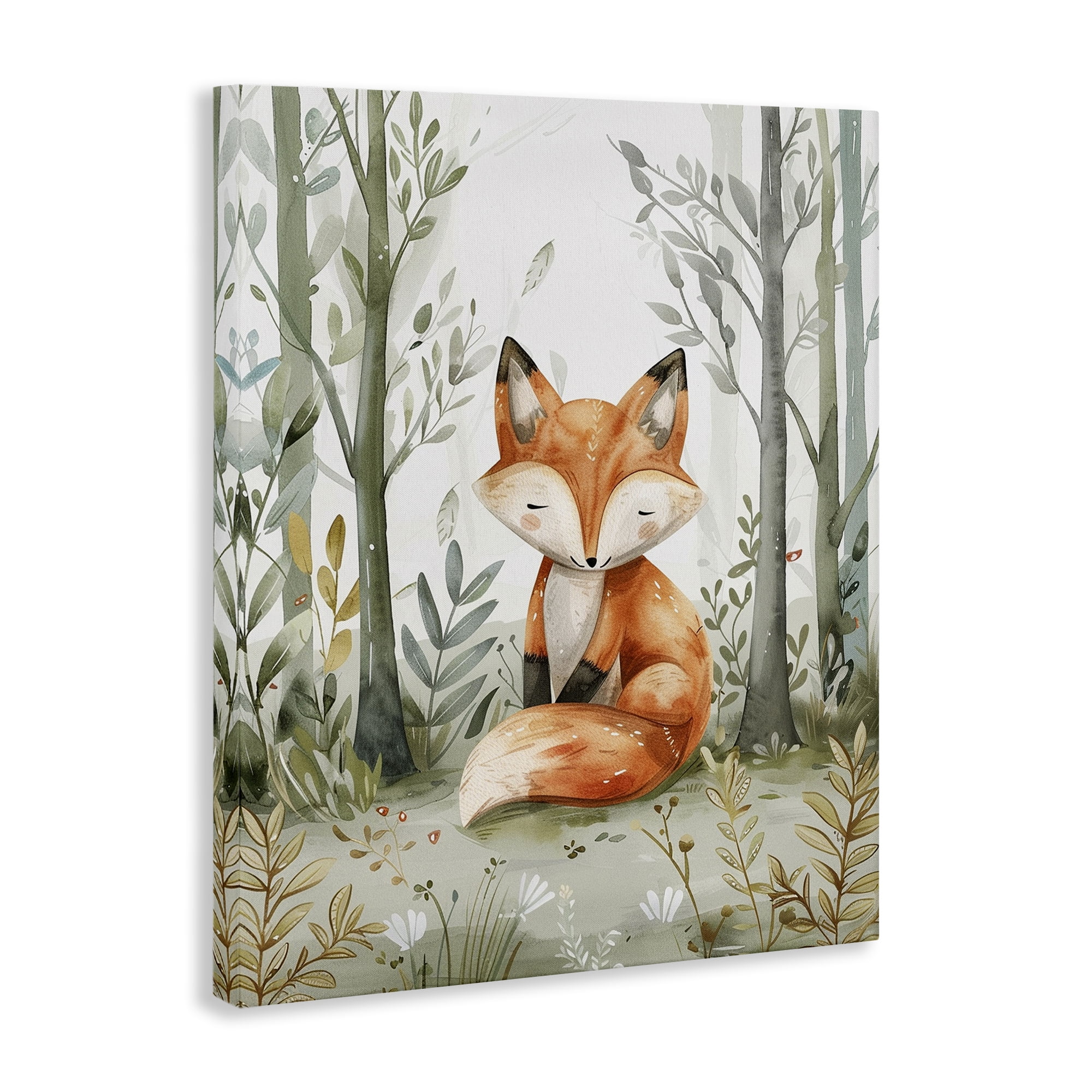 Stupell Industries Soft Woodland Fox Landscape & Nature Painting Wrapped Canvas Art Print Wall Art, 16 x 20