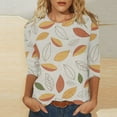 thumbnail image 2 of Pompotops T-shirt de Mode pour Femme Mi-Long Manches 3/4 Blouse Col Rond Hauts Décontractés Liquidation, 2 of 5