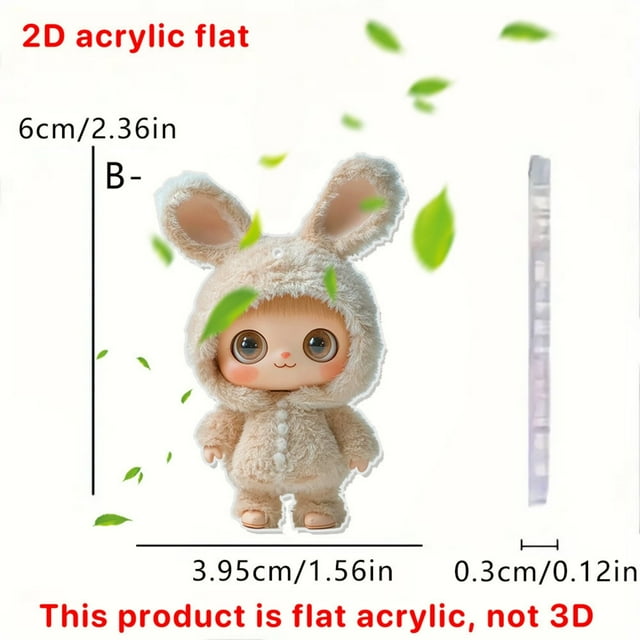Valentine's Day Cute Bunny 2D Flat Acrylic Backpack Car Pendant Doll Pendant