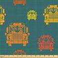 thumbnail image 2 of Ambesonne School Bus Fabric by the Yard Upholstery, Drawing Student Carrier, 10 Yards, Dark Cadet Blue Orange, 2 of 5