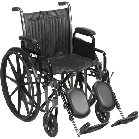 Drive Medical Silver Sport 2 Wheelchair, Detachable Desk Arms, Elevating Leg Rests, 18" Seat