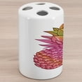 thumbnail image 1 of Pineapple Ceramic Toothbrush Holder, Exotic Tropical Organic Fruit Hand-drawn Illustration in Gradient Energetic Color, Decorative Versatile Countertop for Bathroom, 4.5" X 2.7", Multicolor, 1 of 4
