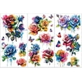 thumbnail image 1 of Juego de 3 pegatinas autoadhesivas de rosas de acuarela para manualidades y muebles, de 15 x 30 cm., 1 of 6