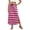 Hot Pink, variant on High Waisted Striped Maxi Skirt, Casual Flowy Side Slit Long Skirt with Pockets, Elastic Waist Drawstring Summer Beach Bottoms