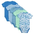 thumbnail image 3 of Hanes Body para bebé, manga corta Ultimate Flexy para niños y niñas, paquete de 5, Azul/Verde, 0-6 Meses, 3 of 3