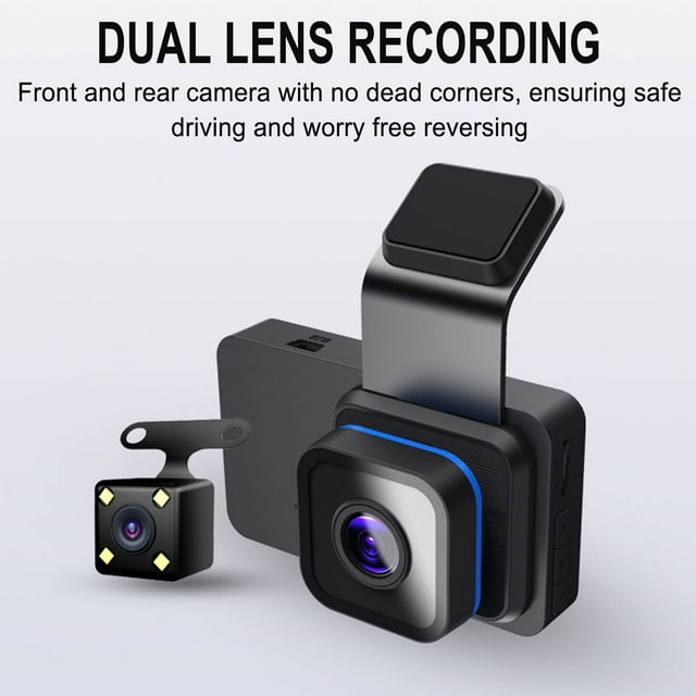Cámara de salpicadero delantera y trasera, cámara de salpicadero FHD 1080P para coches, cámara de salpicadero Full HD con pantalla de 3 pulgadas y gran angular con visión nocturna, grabación en bucle.