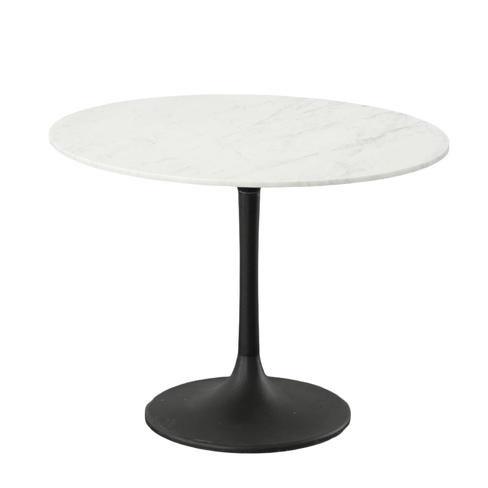 Contemporary Home Living Pedestal Style Marble Top Dining Table - 40" - White and Black