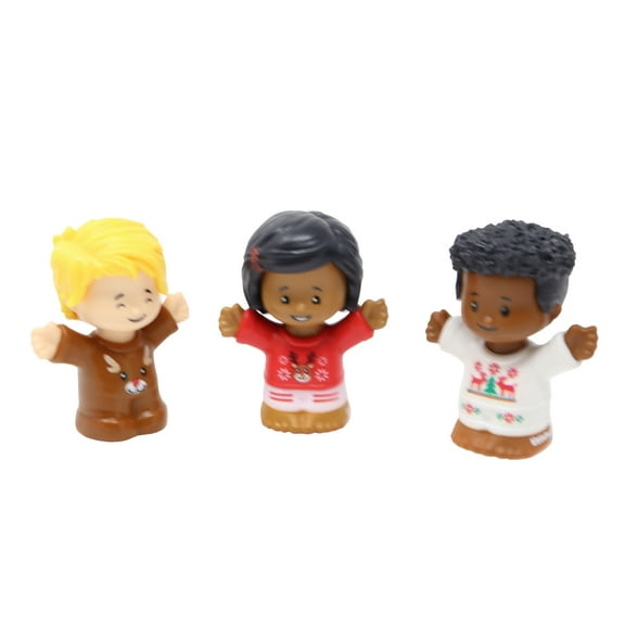 Replacement Parts for Collectible Fisher-Price Little People Holiday Christmas Santa's Village Playset HGP72 - Replacement Set of 3 Happy Child Figures in Reindeer Outfits