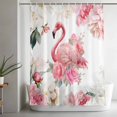 thumbnail image 5 of Pink Flamingo Shower Curtain Set, Waterproof Shower Curtains for Bathroom, Watercolor Flowers Spring Floral Leaf Plant Washable Fabric Bath Curtain for Bathtub Decoration with Hooks 48x72 Inches, 5 of 9
