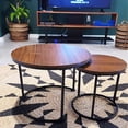 thumbnail image 5 of Coffee Table Nesting Side Round Set of 2 End Table Top Sturdy Metal Frame Desk Centerpiece Living Room Bedroom Apartment Modern Industrial Simple Nightstand, 5 of 17