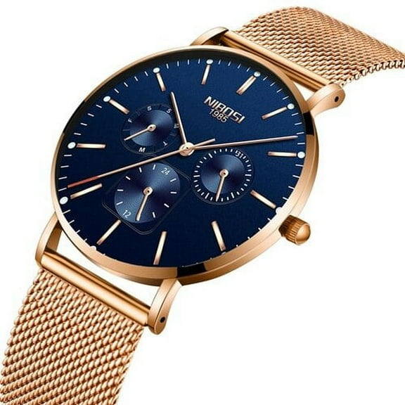 Nibosi Mens Watches Slim Mesh Waterproof Minimalist Wrist Watch For Men Quartz Sport Watch Ultra Thin Clock Relogio Masculino - Quartz Wristwatches