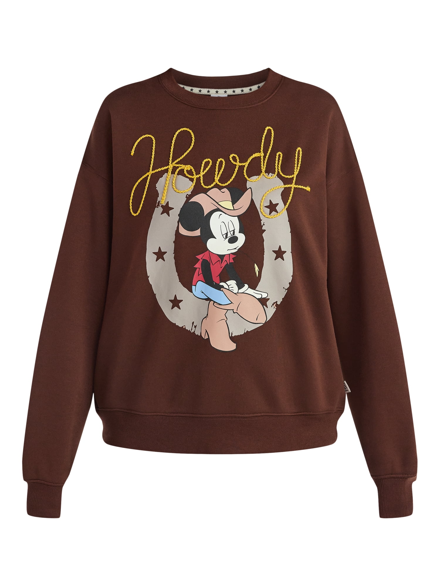 Disney Mickey Mouse Women's Embellished Howdy Graphic Sweatshirt, Sizes XXS-XXL