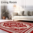 thumbnail image 2 of ODIKA 3'x5' Machine Washable Non-Slip Area Rug, Classic Entertainment Venue Inspired Damask High Traffic Rug, Red, 517959, 2 of 7