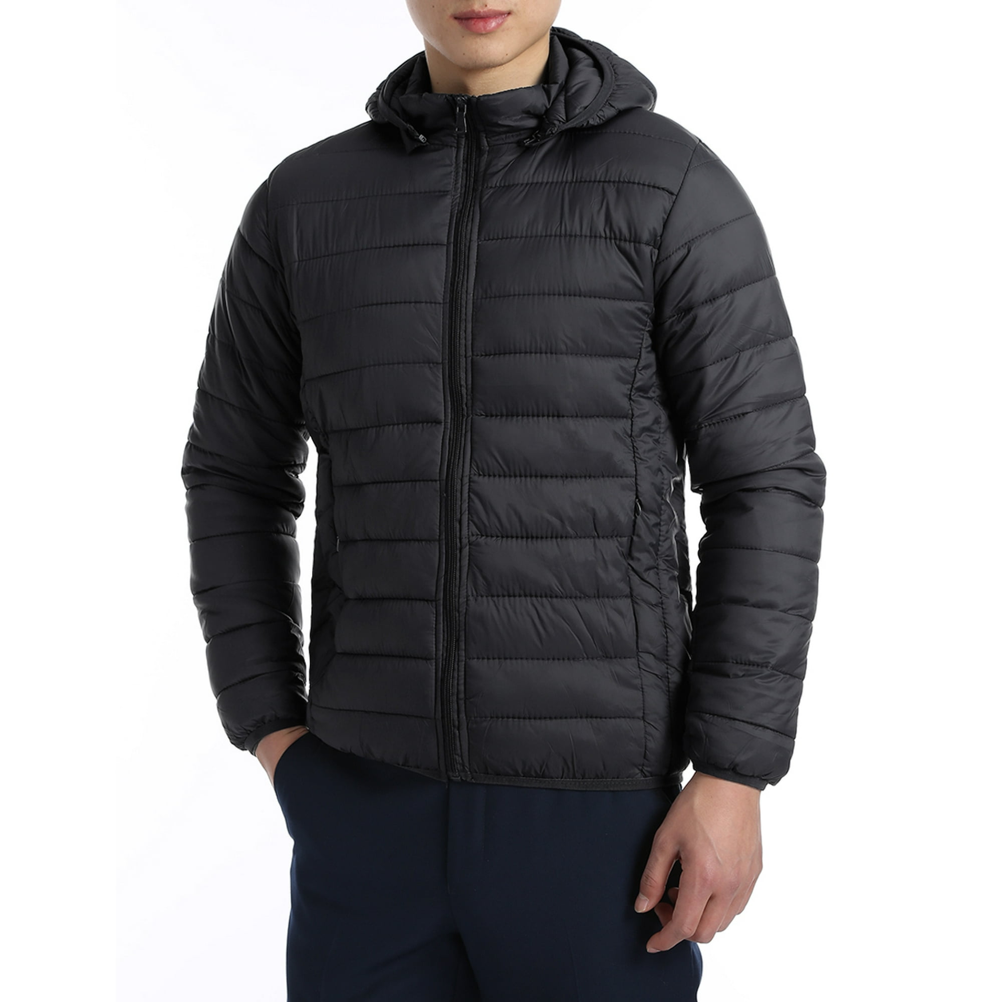 Black puffa coat mens hot sale
