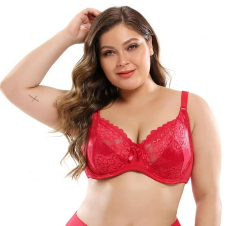 

Women s Lace Unlined Plunge Bra Underwire Bralette Plus Size Sheer Full Coverage Bras