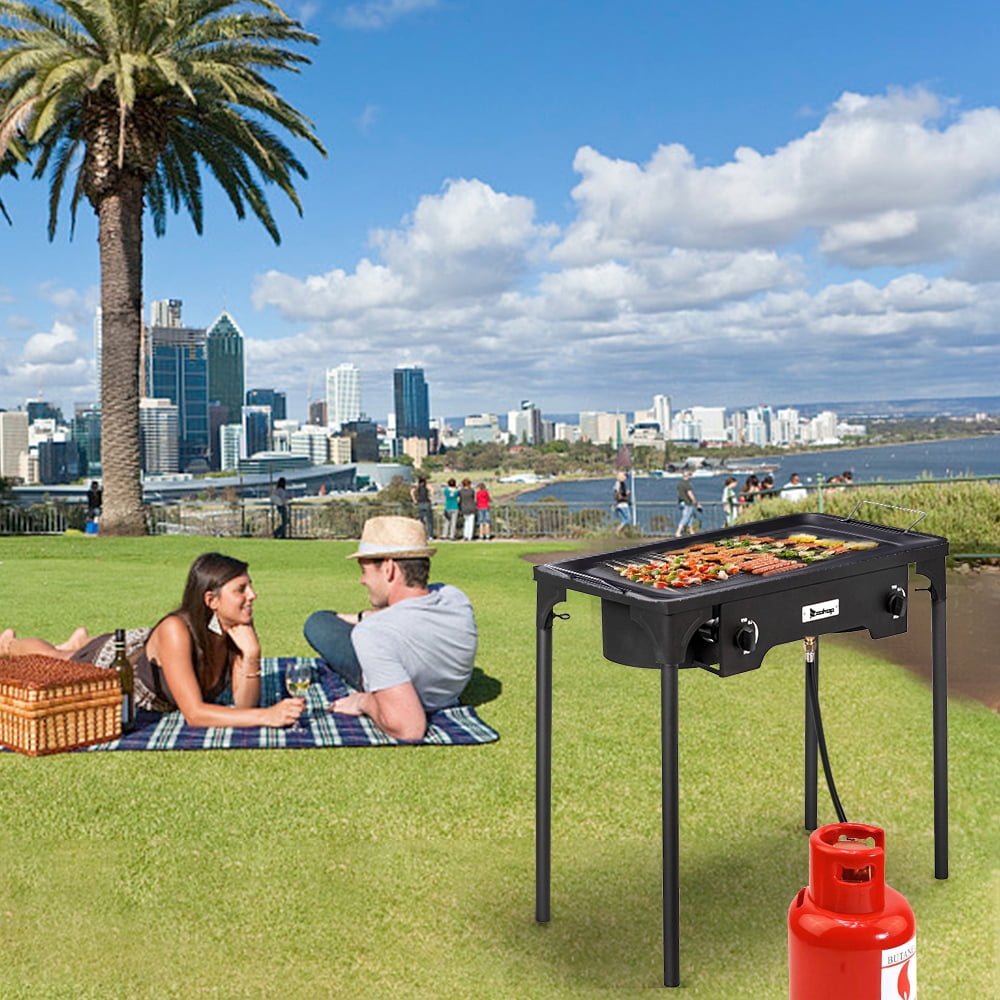 Kepooman Outdoor Stove, Portable Propane Gas Cooker Iron Cast Patio Burner for Camp Cooking (Double Burner 150000-BTU) Kepooman Outdoor Stove, Portable Propane Gas Cooker Iron Cast Patio Burner for Camp Cooking (Double Burner 150000-BTU)