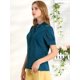 thumbnail image 4 of Camisa de manga Corta Allegra K con cuello de Lazo para Mujer blusa de encaje Frontal Azul S, 4 of 6