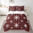 thumbnail image 2 of Homewish Christmas Snowflake 7-Piece Twin Bedding Set - Black Red Plaid, 2 of 8