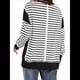 thumbnail image 4 of Sudadera Informal de Larga con Cuello Redondo y Rayas de Color Block para Mujer. Negro S, 4 of 5