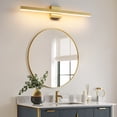 thumbnail image 3 of Minimalist Linear LED Modern Lighting Fixtures 32'' Bathroom Gold Vanity Light Dimmable Over Mirror Wall Sconce for Bathroom, 3 of 11