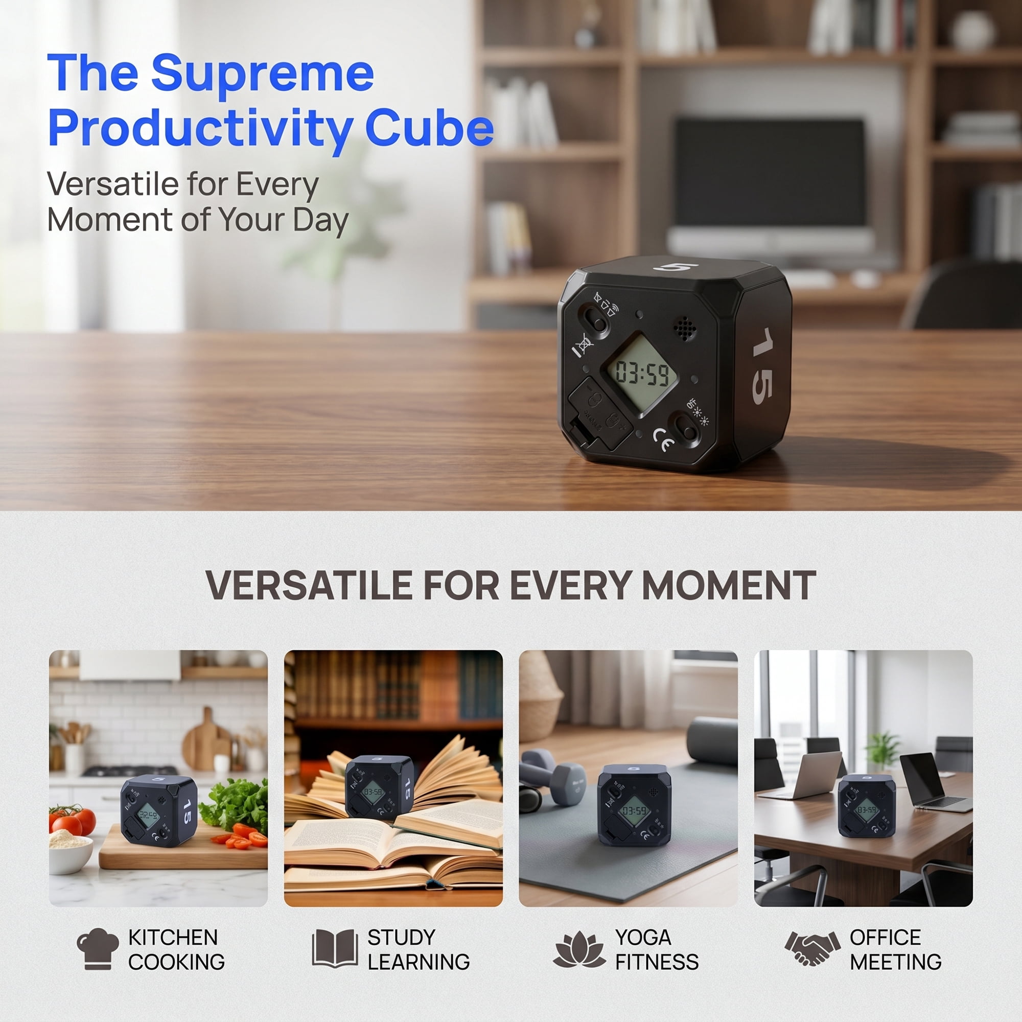 Unique Bargains Useful 60 Minute Kitchen Timer, Digital Visual Timer for Adults Black