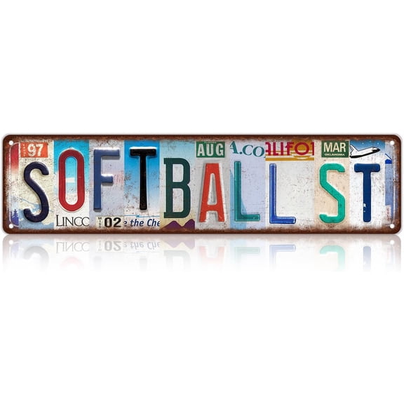 Vintage Softball St Wall Decor Street Signs Home Bar Coffee Metal Tin Signs 16 x 4 Inches