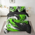 thumbnail image 2 of Feelyou Artwork Geometric Bedding Comforter Set 7-Piece for Adult, Retro Oil Printing King Bedding Sets, Black Green Abstract Reversible Bed Sheets, Microfiber Bedroom Decor, 2 of 7
